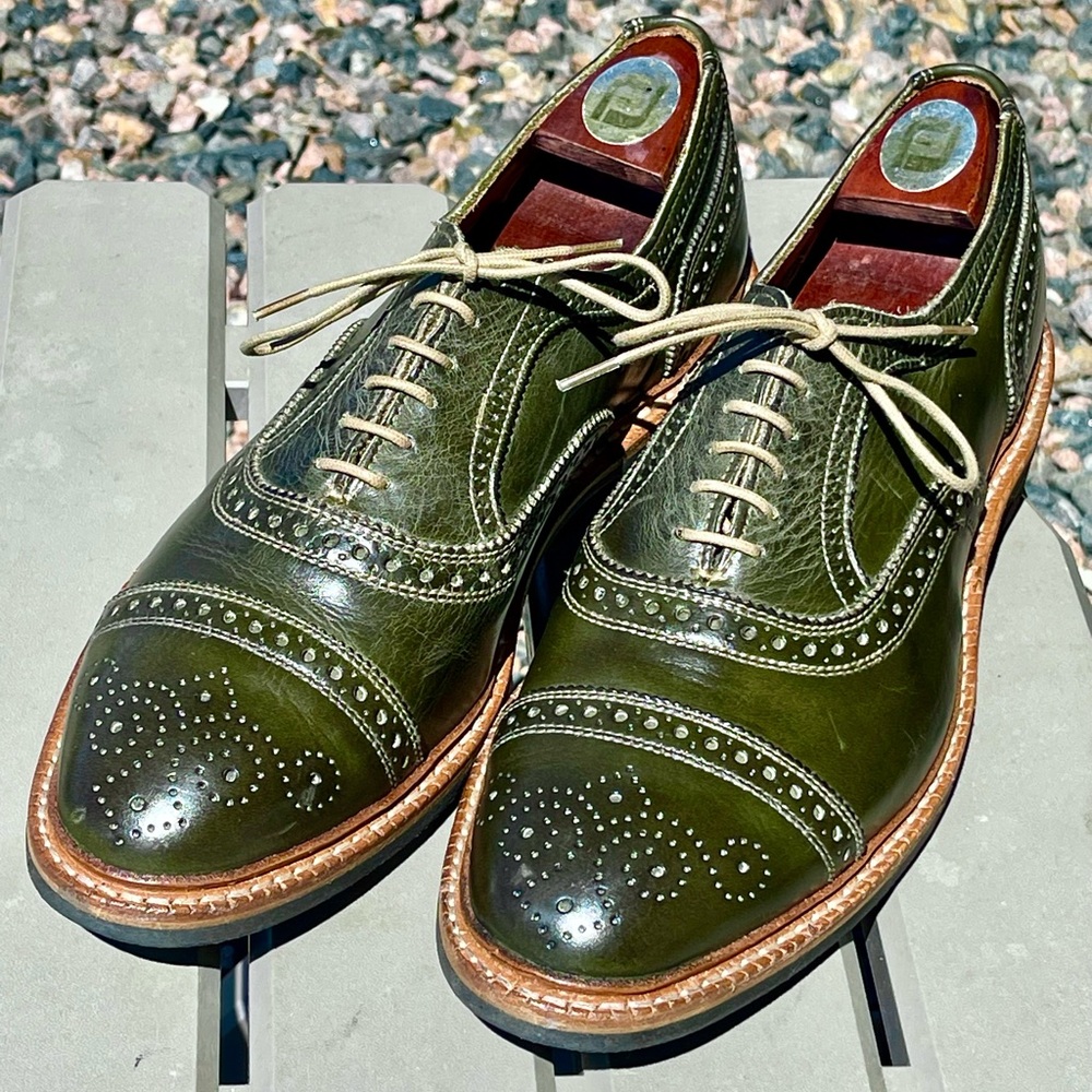 *RARE* Olive Standmok by Allen Edmonds Cap Toe Brogue and Dainite Sole